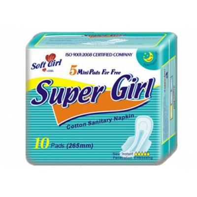 מבצע חם Super Breathable Natural Cotton Day Use Women Sanitary Napkin